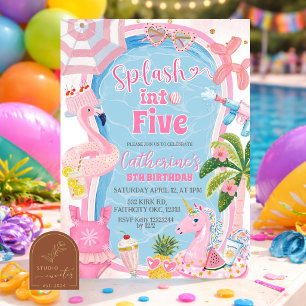 Rolig Whimsical Splash till Poolparty Inbjudan