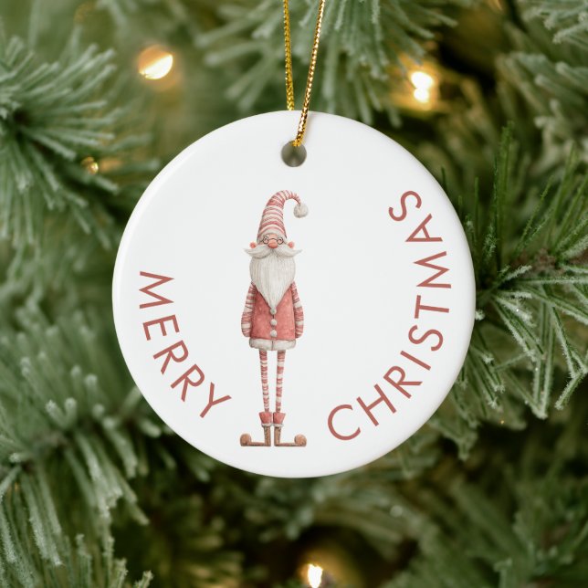 Rolig Whimsical Tomte God Jul Julgransprydnad Keramik (Träd)