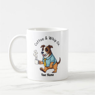 Rolig Whippet Hund Affärskostym Kaffe Kaffemugg