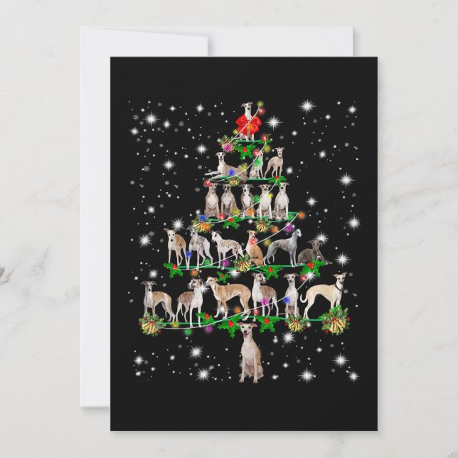 Rolig Whippet Julgran Ornament Dekoration Present Inbjudningar (Framsida)