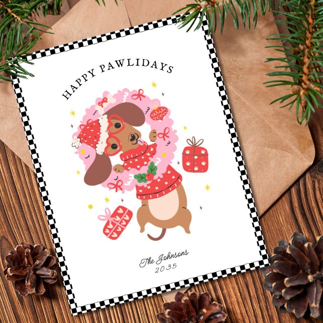 Rolig wienerdachs hund jul julkort (Skapare uppladdad)