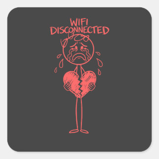 Rolig Wifi Nerkopplat Trasigt Hjärta Gamer Meme Fyrkantigt Klistermärke