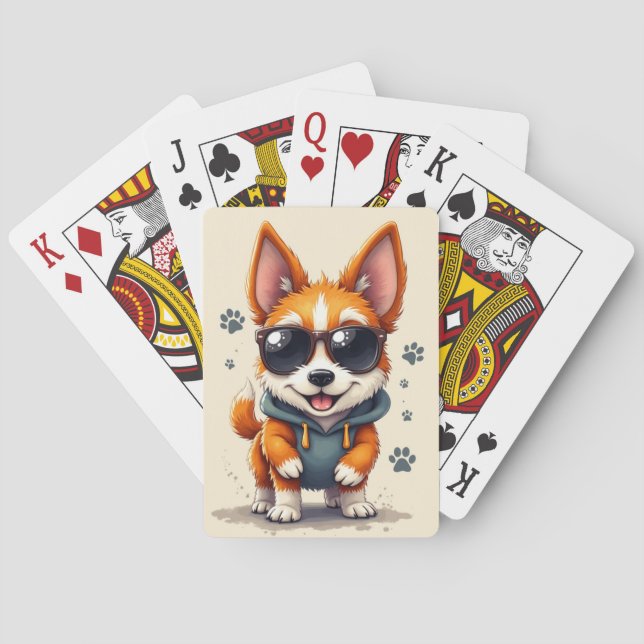 Rolig Wire Fox Terrier Kawaii Hund Casinokort (Baksidan)