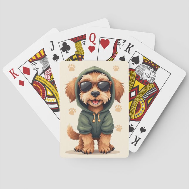 Rolig Wirehaired Pointing Griffon Kawaii Hund Casinokort (Baksidan)