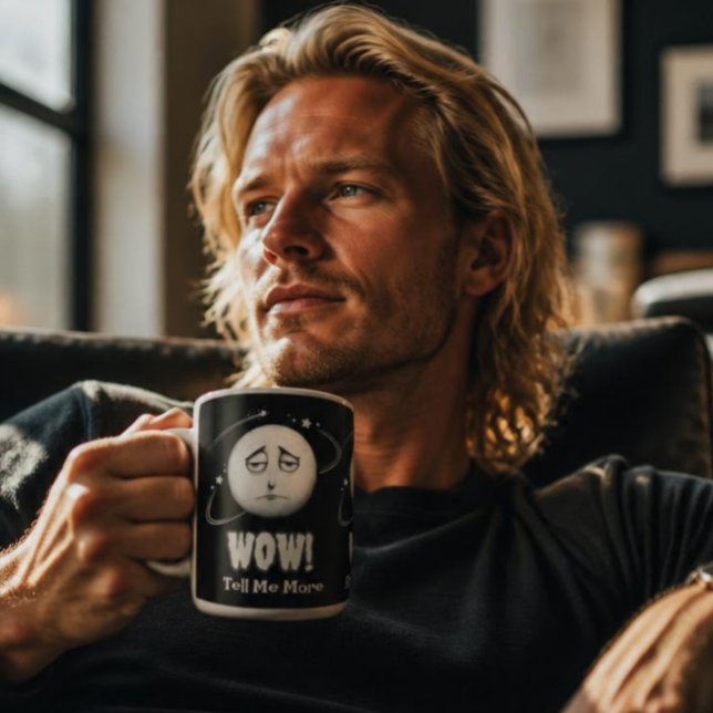 Rolig "Wow" månansikte kaffemug Två-Tonad Mugg (Skapare uppladdad)