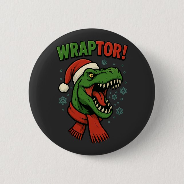 Rolig Wraptor T-Rex Dinosaur Jul Puns Knapp (Framsida)