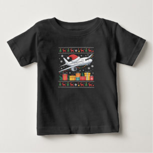 Rolig Xmas Belysning Träd Tomte Ful Flygplan T Shirt