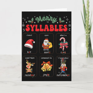 Rolig Xmas Högtid Jul Stavelse Läsning Te Kort