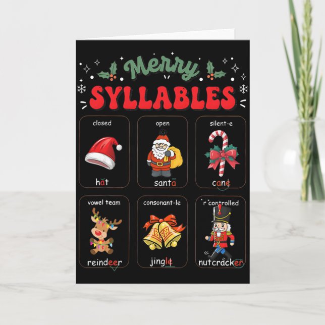 Rolig Xmas Högtid Jul Stavelse Läsning Te Kort (Framsida)