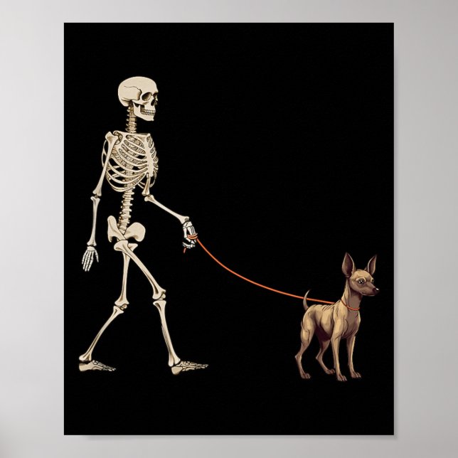 Rolig Xoloitzcuintli Xolo Skelett Hund Går Poster (Framsidan)