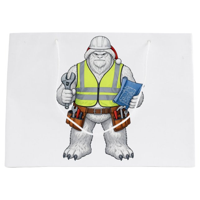 Rolig Yeti Abominable Snöman Byggnadsarbetare  (Framsidan)