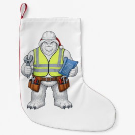 Rolig Yeti Abominable Snömannen Byggnadsarbetare Liten Julstrumpa