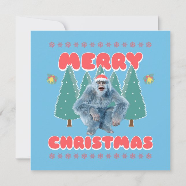 Rolig Yeti - God Jul Julkort (Framsida)