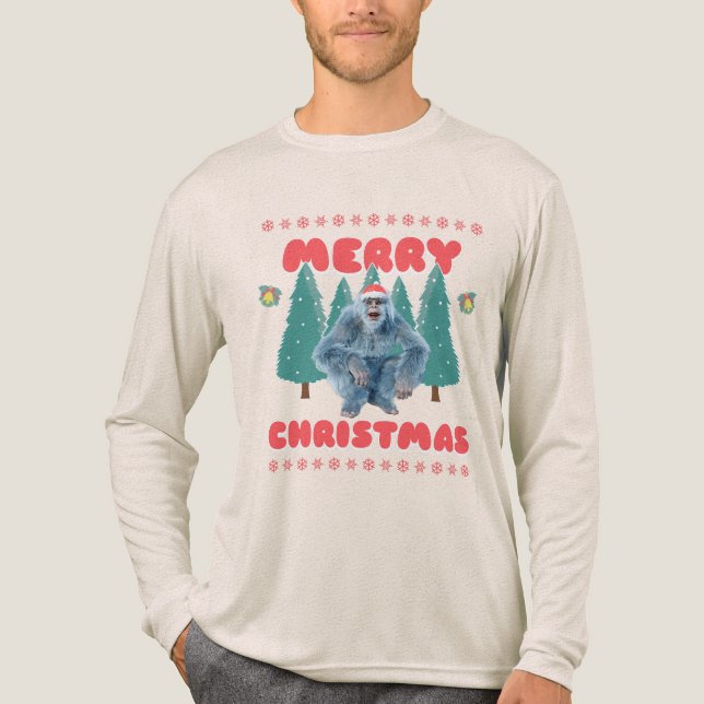 Rolig Yeti - God Jul T Shirt (Framsida)