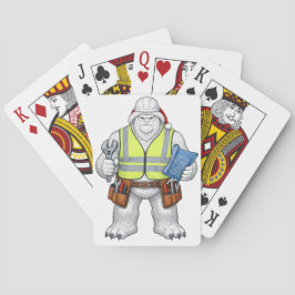 Rolig Yeti Snömonster Byggnadsarbetare Casinokort