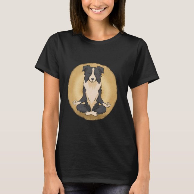 Rolig Yoga Hund Border Collie T-Shirt (Framsida)