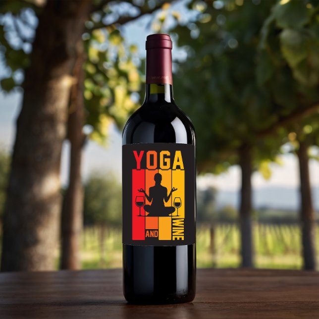 Rolig Yoga och Vin Lotusposition Vinflaska Etikett (Skapare uppladdad)