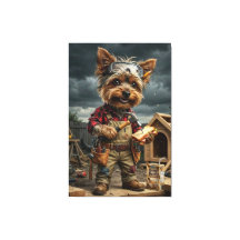 Rolig Yorkie Byggarbetare Affisch – Lekfull