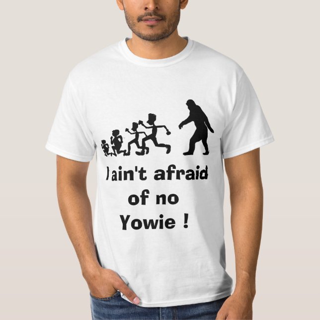 Rolig Yowie parodi på evolution T-shirt (Framsida)