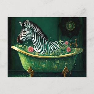 Rolig zebra i ett badkar vykort