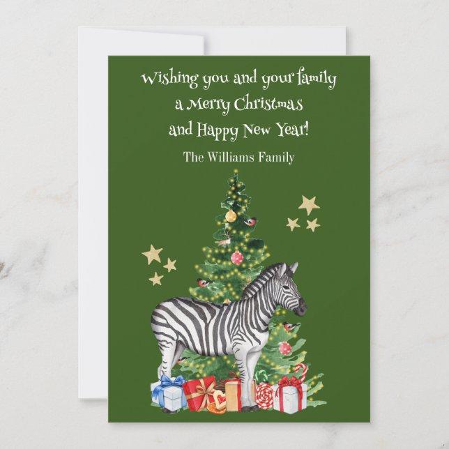 Rolig Zebra Julgran Semestkort Julkort (Framsida)