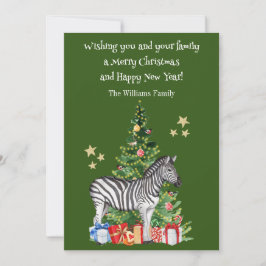 Rolig Zebra Julgran Semestkort Julkort