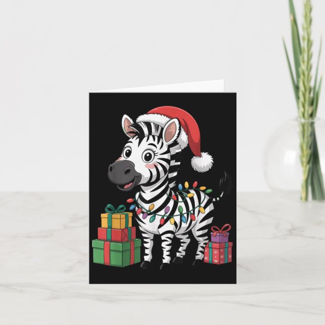 Rolig Zebra Julhatt Djurälskare Fula Jul Kort (Framsida)