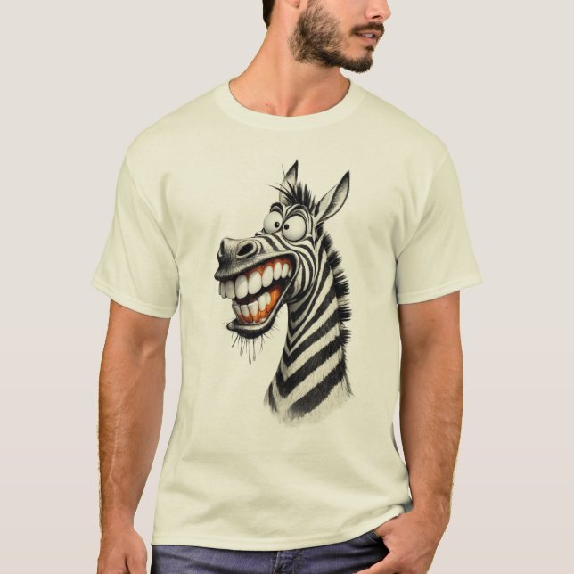 Rolig Zebra Leende T-Shirt – Tecknad Design (Framsida)