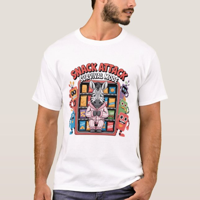 Rolig Zebra-överlevnadsläge för Snack Attack T Shirt (Framsida)