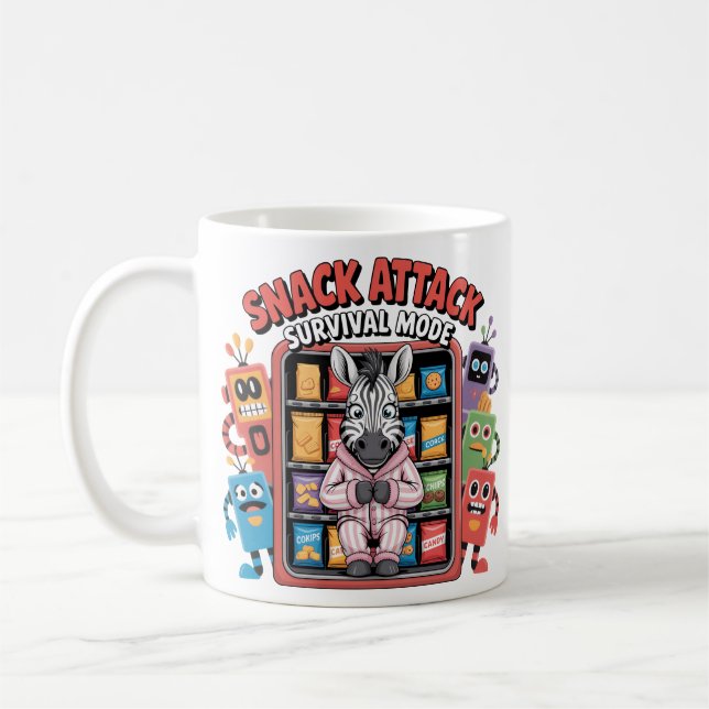 Rolig Zebra - Snack Attack Överlevnadsläge Kaffemugg (Vänster)