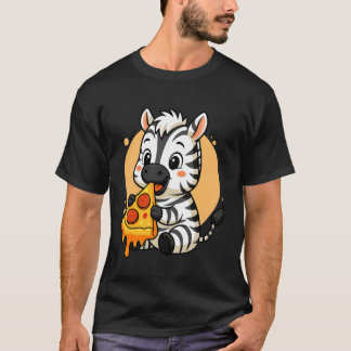 Rolig Zebra som äter Pizza Grafisk Pojkar Flickor T Shirt