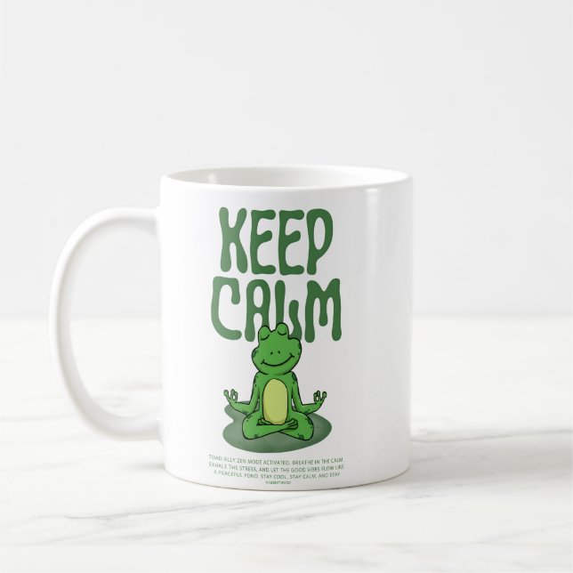 Rolig Zen Groda Håll Lugnt Kaffemugg (Vänster)