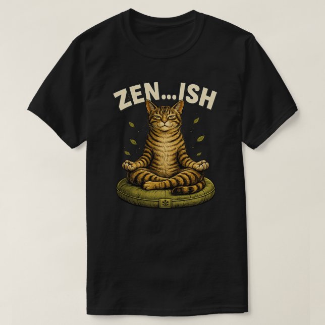 Rolig Zen Ish Kattdesign T Shirt (Design framsida)