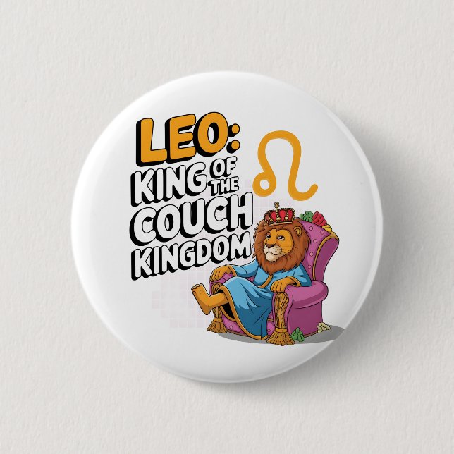 Rolig Zodiac Lejon design Knapp (Framsida)