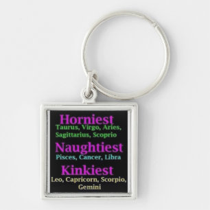 rolig zodiackeychain fyrkantig silverfärgad nyckelring