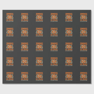 Rolig Zombie Äter Hjärnor Halloween Vektor Design Presentpapper