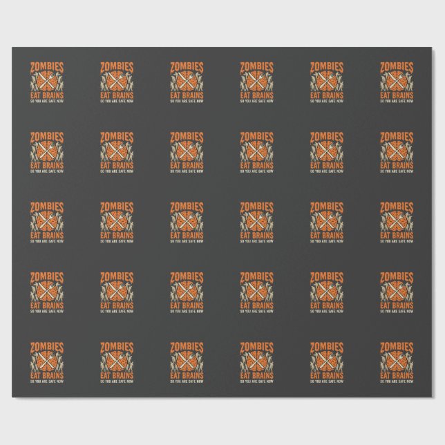 Rolig Zombie Äter Hjärnor Halloween Vektor Design Presentpapper (Platt)