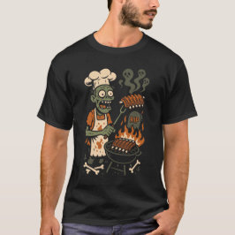 Rolig Zombie Grillmästare – Skelett BBQ Kock Konst T Shirt