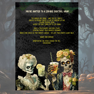 Rolig Zombie Halloween Cocktail Party Inbjudan