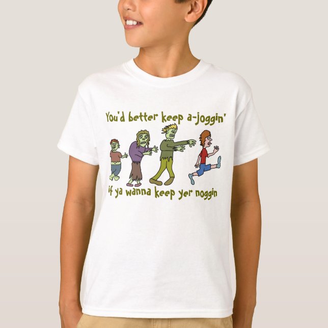 Rolig Zombie Joggin Noggin Tee Shirt (Framsida)