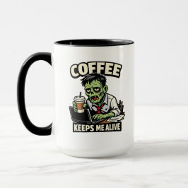 Rolig Zombie Kaffe T-Shirt – Kaffe Håller Mig Vid  Mugg