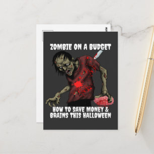 Rolig Zombie På Budget Halloween Vykort