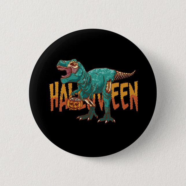 Rolig Zombie T Rex - Halloween Kostym Knapp (Framsida)