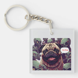 Rolig Zombiebett Pug “Jag Mår Bra” Halloween Akryl