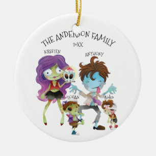 Rolig Zombiefamilj av prydnaden för 4 jul Julgransprydnad Keramik