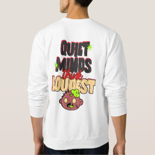 Rolig Zombiehjärna Grafik och Typsnitts T-Shirt Lång Ärmad Tröja