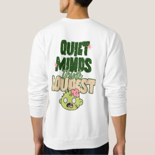 Rolig Zombiehjärna Grafik och Typsnitts T-Shirt Lång Ärmad Tröja