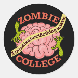 Rolig Zombiehögskolalogotyp Runt Klistermärke