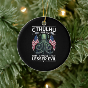Roliga 2024 val Cthulhu för president Julgransprydnad Keramik