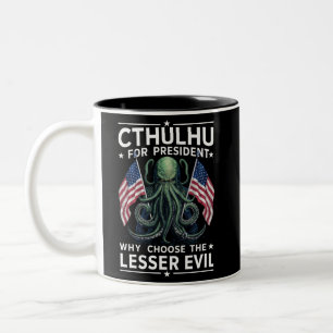 Roliga 2024 val Cthulhu för president Två-Tonad Mugg